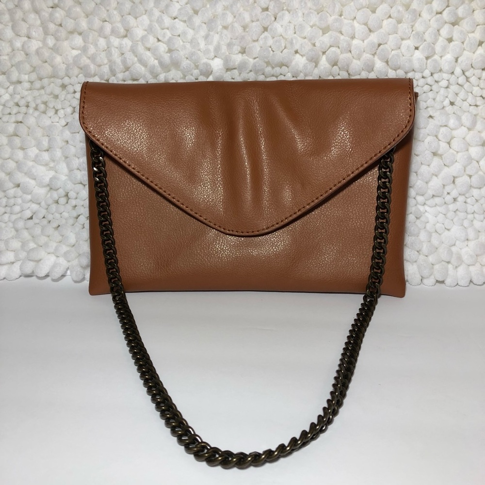 J. Crew Leather Envelope Purse in Cognac/tan EUC